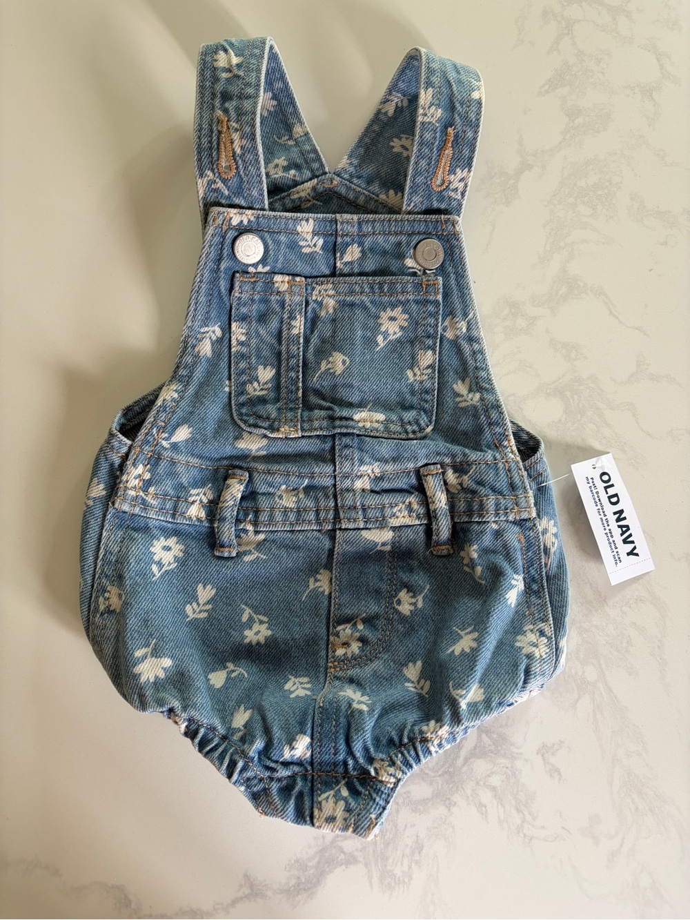 Old Navy Blue Floral Denim Infant Overalls